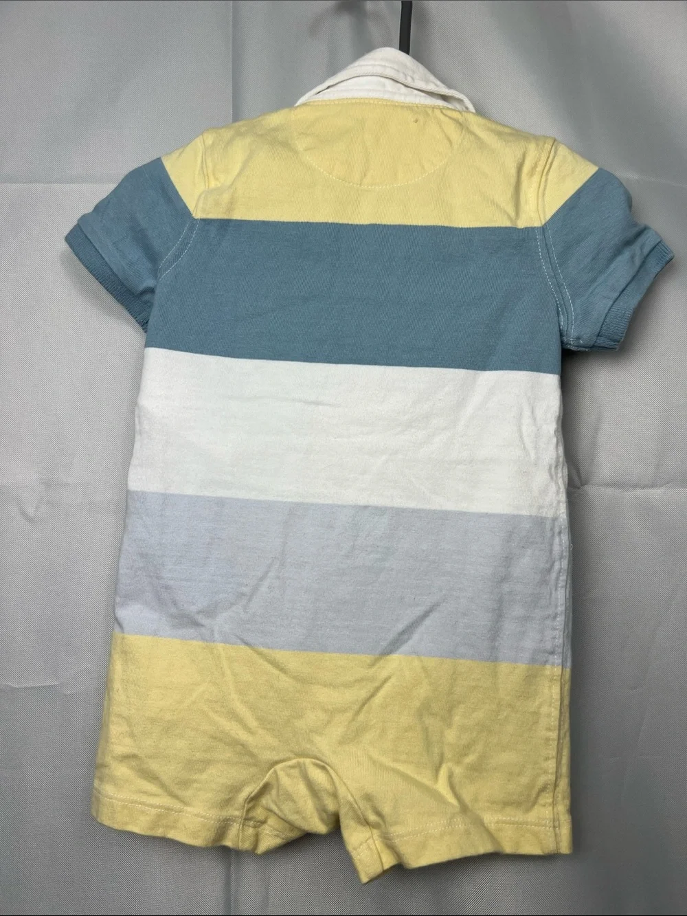 Ralph Lauren yellow blue and white cotton Polo color block romper size 9 months
